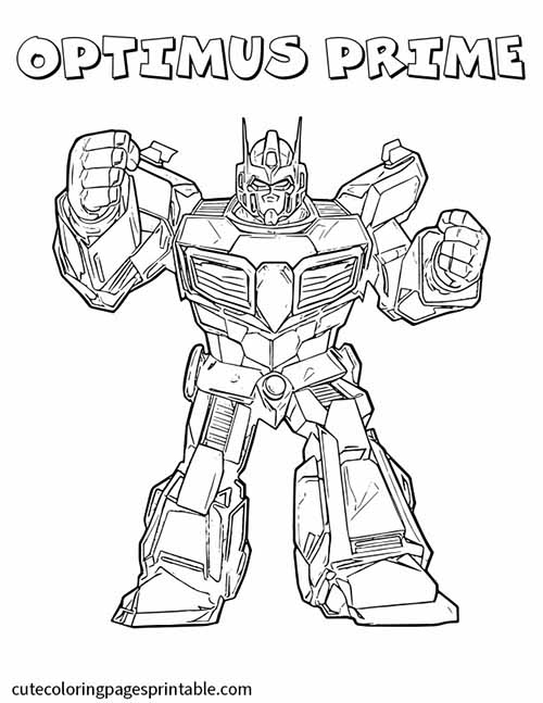 Transformers Coloring Page Of Optimus Prime Standing