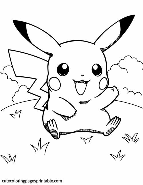 Pikachu Jumping Joyfully Pokemon Coloring Page