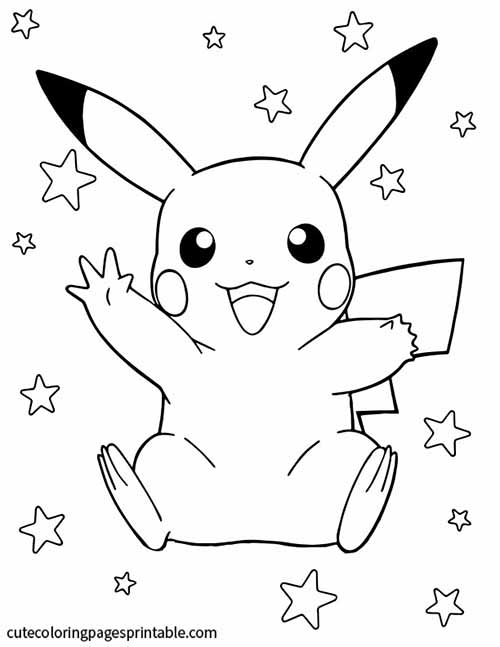 Pokemon Coloring Page Of Pikachu Surrounded By Stars