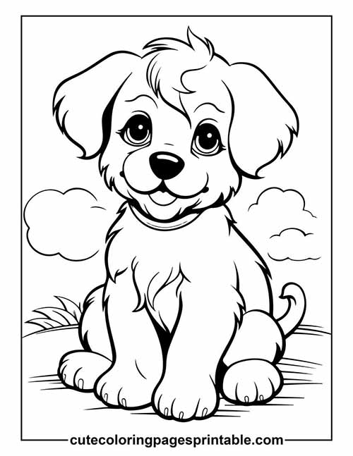 Coloring Page Of Puppy Sitting