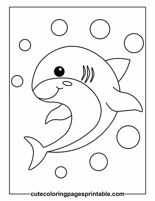 Coloring Page Of Shark Playing With Bubbles