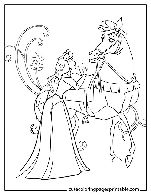 Sleeping Beauty With Horse Disney Princess Coloring Page