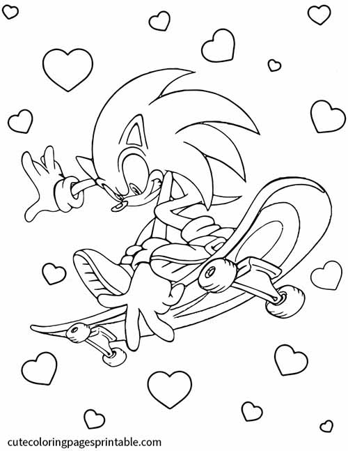 Sonic Riding With Hearts Sonic The Hedgehog Coloring Page