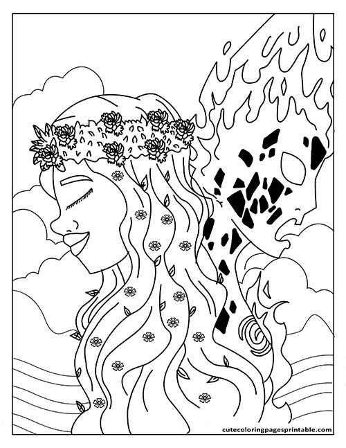 Moana Coloring Page Of Te Fiti Smiling With Flowers