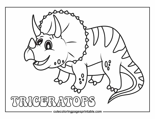 Coloring Page Of Triceratops Smiling