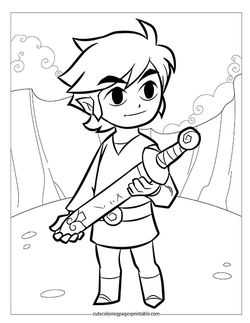 Wind Waker Holding Sword Zelda Coloring Page