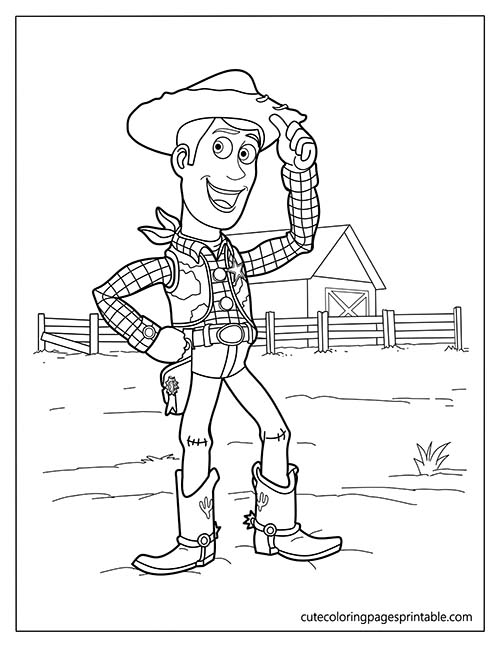 Toy Story Coloring Page Of Woody Tipping His Hat