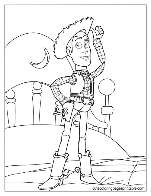Woody Waving Toy Story Coloring Page