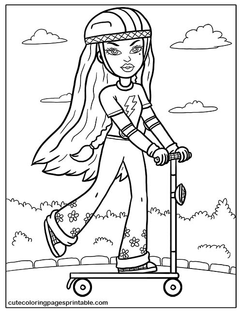 Yasmin Riding With Helmet Bratz Coloring Page