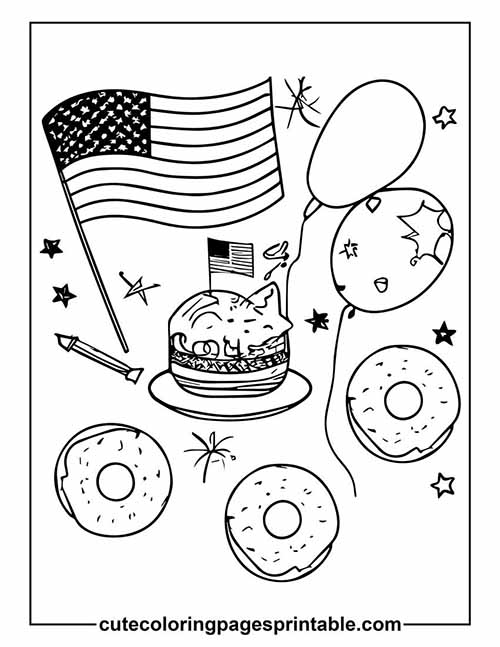 Coloring Page Of American Flag With Balloons