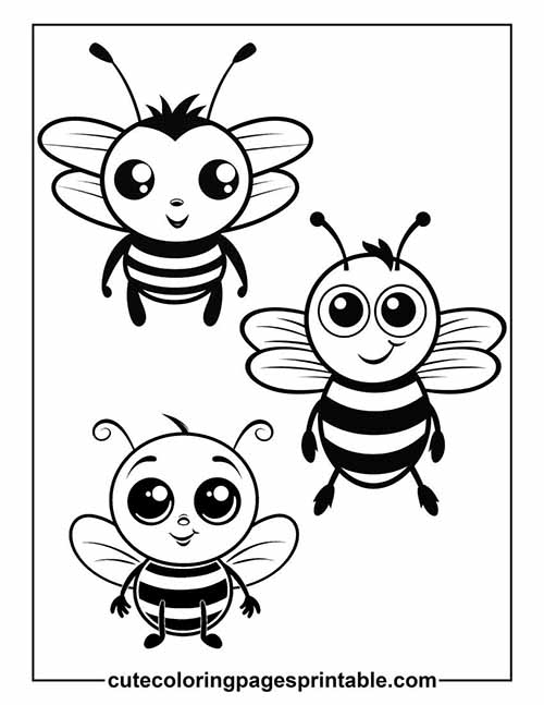 Coloring Page Of Bee With Big Eyes