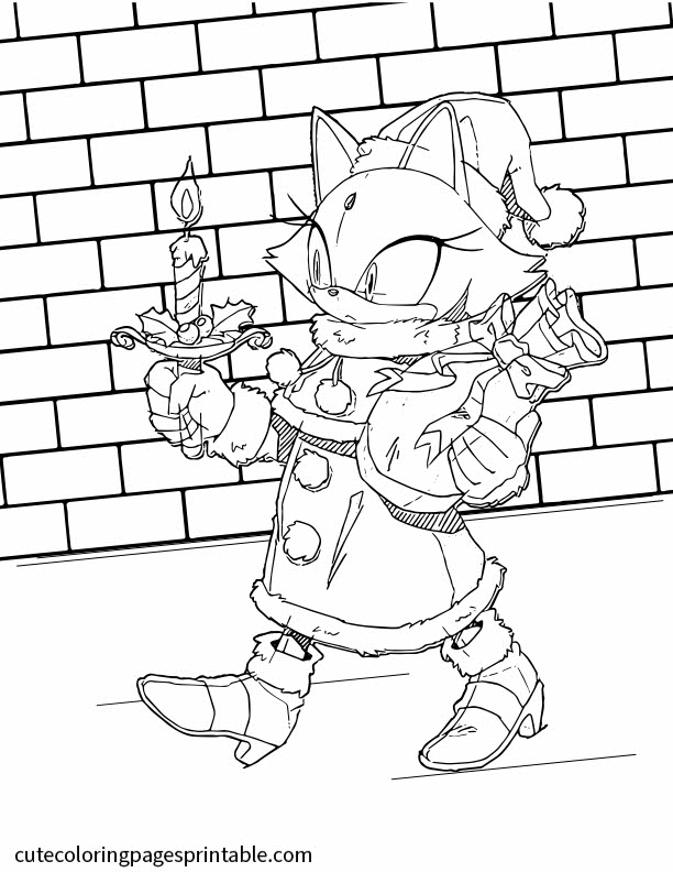 Sonic The Hedgehog Coloring Page Of Blaze The Cat Standing Holding Candle