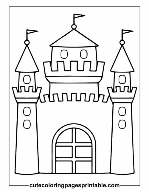 Coloring Page Of Castle With Flags Waving