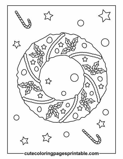 Coloring Page Of Christmas Wreath With Candy Canes