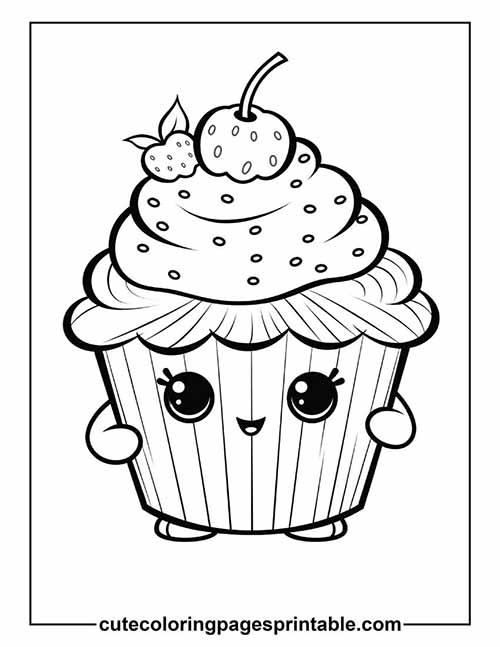 Coloring Page Of Cupcake Engaging With Creative Learning