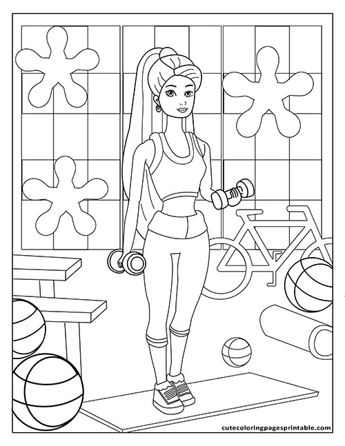 Barbie Exercising Coloring Page