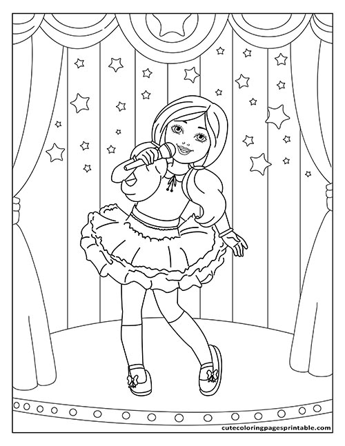 Chelsea Singing With A Microphone Barbie Coloring Page