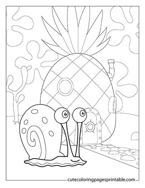 Gary With A Pineapple House Spongebob Squarepants Coloring Page