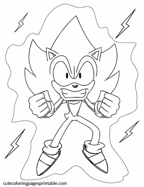 Hyper Sonic Energized By Lightning Bolts Sonic The Hedgehog Coloring Page