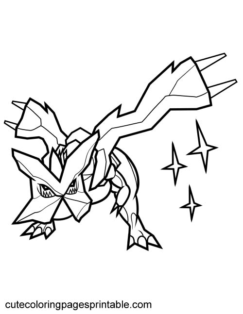 Kyurem Glowing With Stars Legendary Pokemon Coloring Page