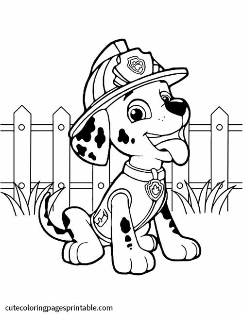 Marshall Sitting Smiling Paw Patrol Coloring Page