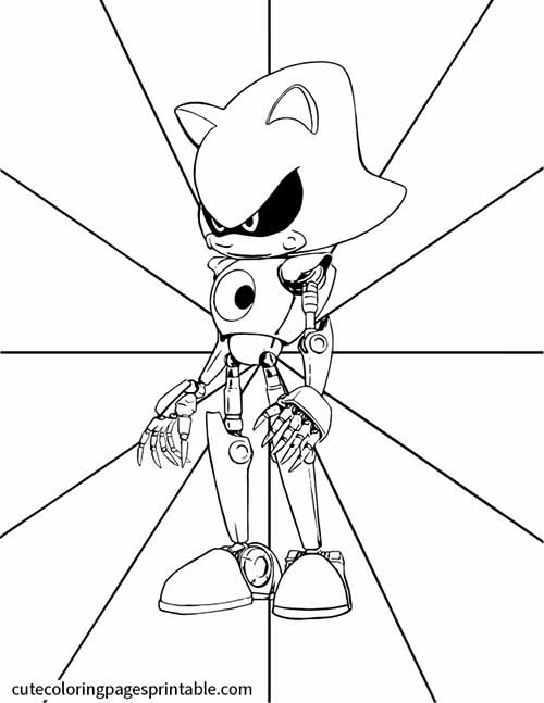 Metal Sonic Standing Confidently Sonic The Hedgehog Coloring Page
