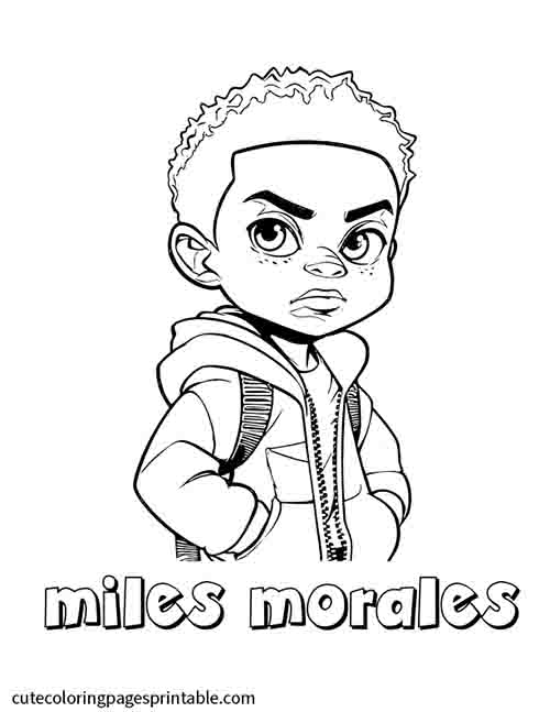 Miles Morales Standing Spider Man Coloring Page