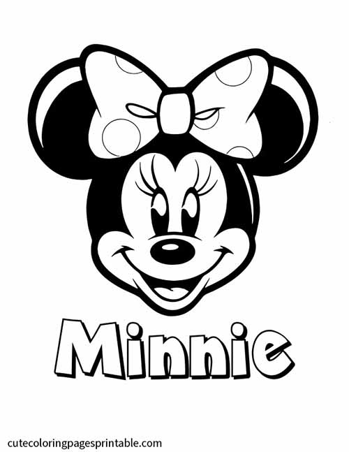 Minnie Mouse Smiling With Bow Disney Coloring Page