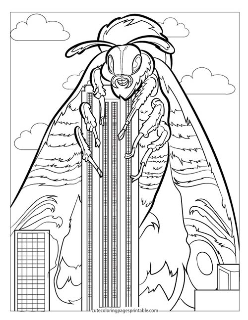 Mothra Climbing Godzilla Coloring Page