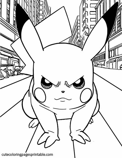 Pikachu In A City Pokemon Coloring Page
