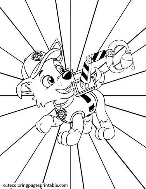 Rocky With Crayon Paw Patrol Coloring Page