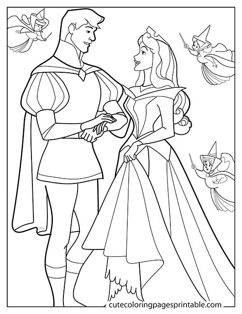 Sleeping Beauty Dancing With Fairies Disney Princess Coloring Page