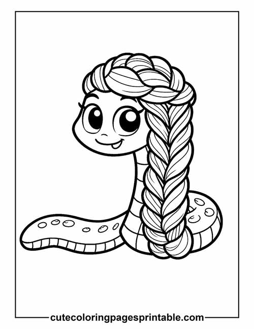Snake Smiling With Braided Hair Coloring Page