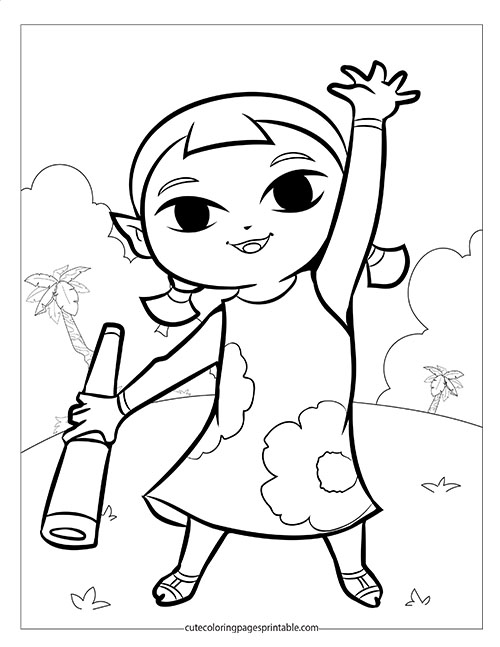 Wind Waker Holding A Bat Zelda Coloring Page