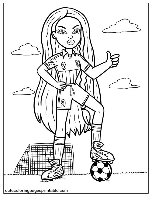 Yasmin Posing With A Soccer Ball Bratz Coloring Page
