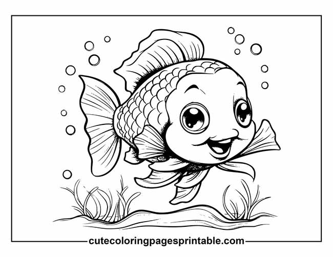 Coloring Page Of Fish With Seaweed Swaying