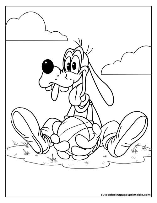 Disney Coloring Page Of Goofy Sitting With Hands