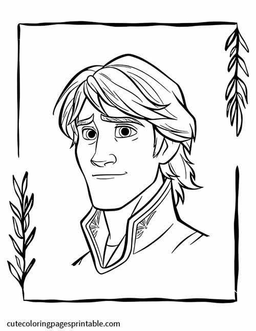 Frozen Coloring Page Of Kristoff With Leaves