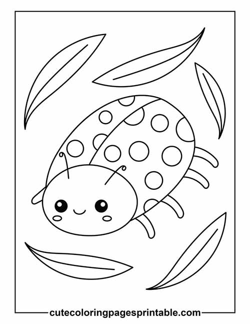 Coloring Page Of Ladybug With Leaves