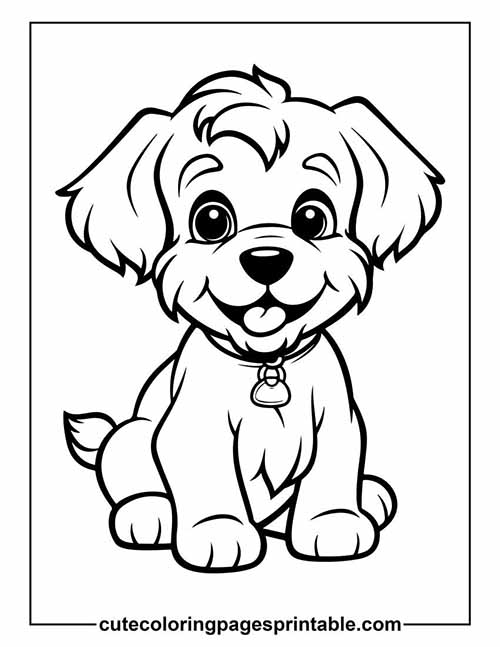 Coloring Page Of Puppy Smiling With Eyes Shining