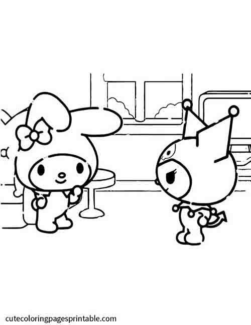 Coloring Page Of Sanrio With A Couch