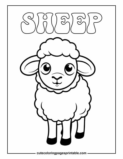Coloring Page Of Sheep With Bold Outlining