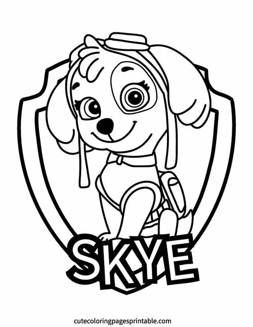 Paw Patrol Coloring Page Of Skye Head In Shield Frame
