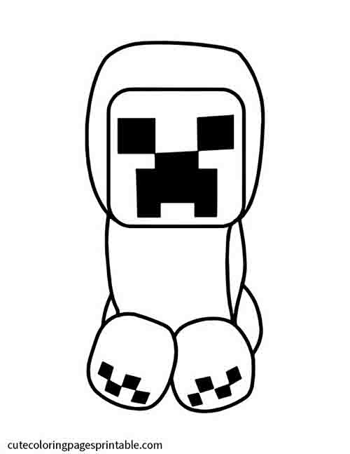 Minecraft Coloring Page Of Creeper Sitting With White Background