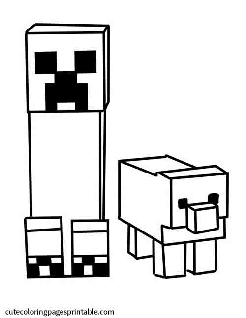 Creeper Standing Minecraft Coloring Page