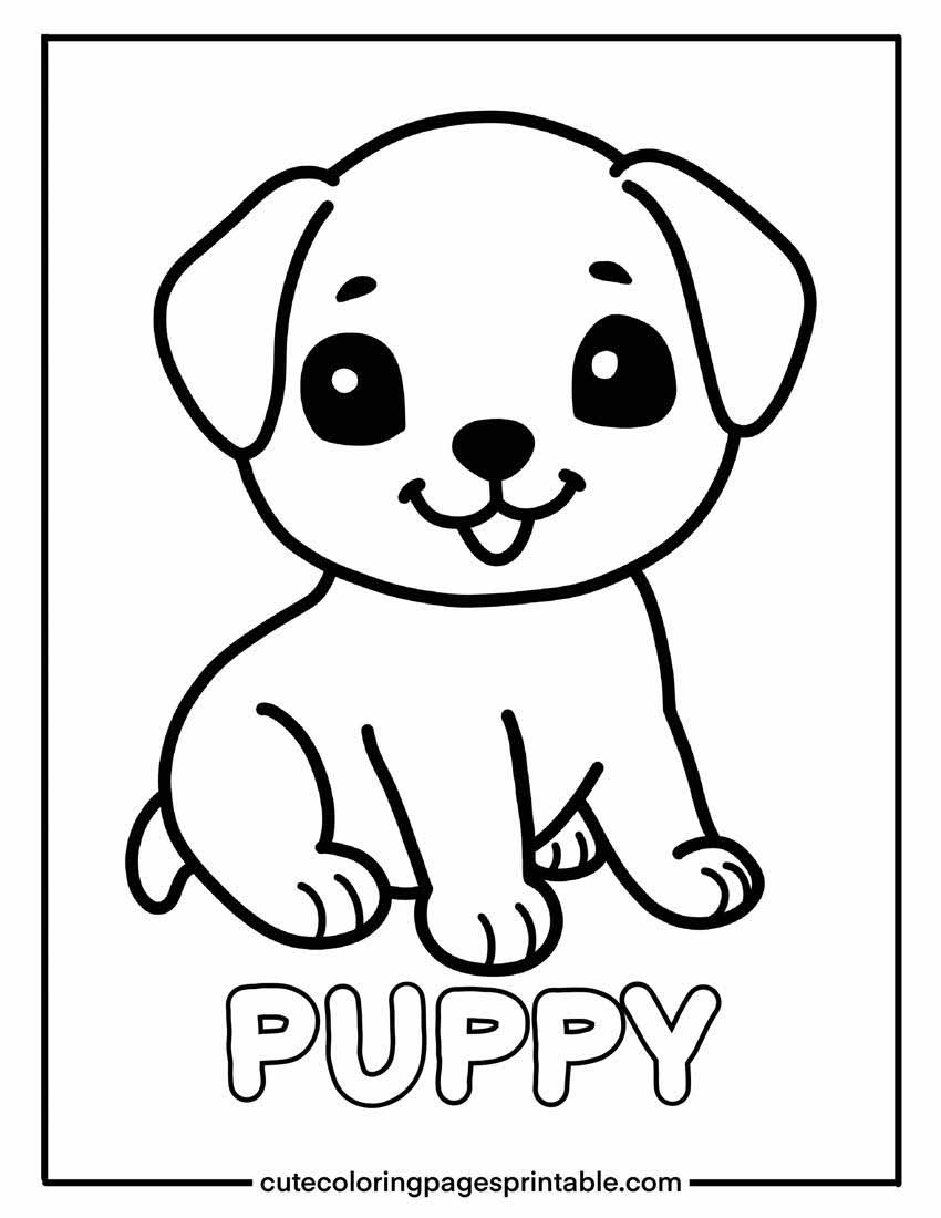 Baby Animal Puppy Sitting Coloring Page