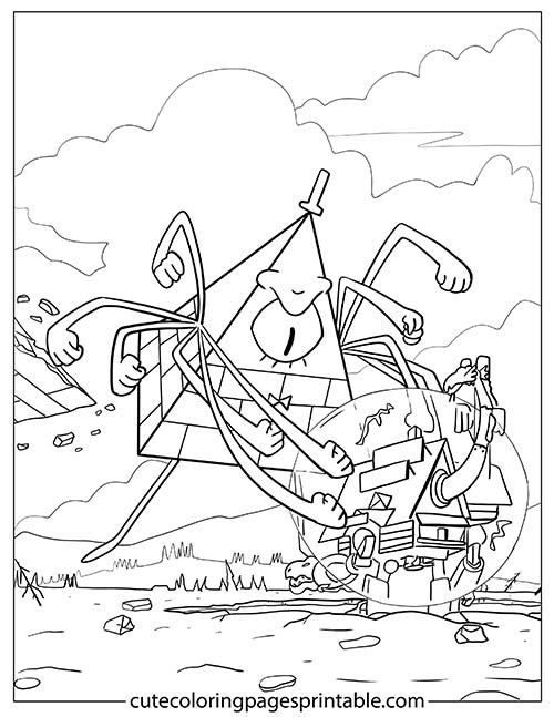 Gravity Falls Coloring Page Of Bill Cipher Running Featuring Wendy