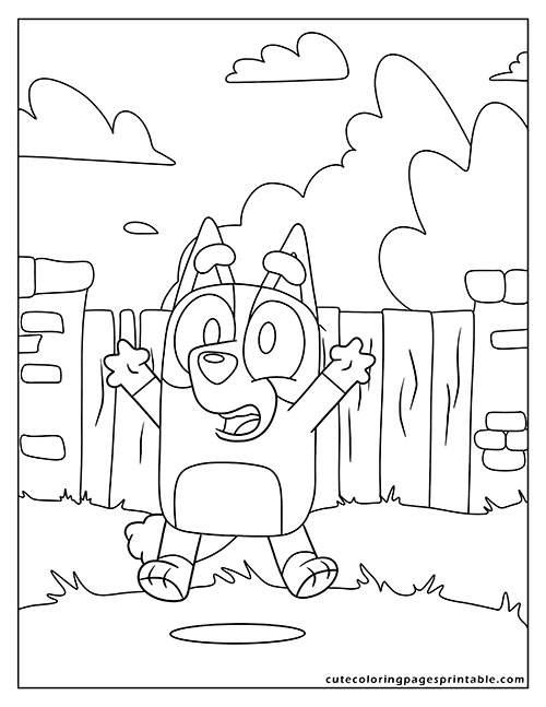 Bluey Bingo Standing With Fence Bluey Coloring Page