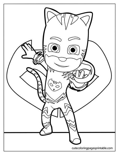 Catboy Posing With Cape Pj Masks Coloring Page