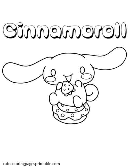 Sanrio Coloring Page Of Cinnamoroll Holding A Cookie